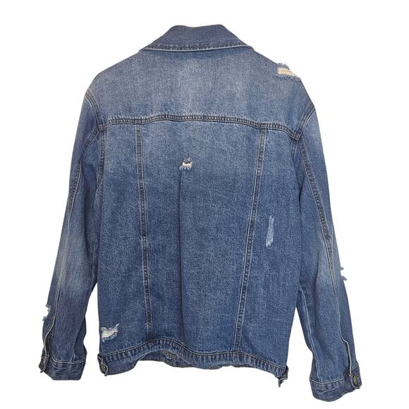 Black Label Blue Distressed Pocket Casual Pocket‎ Denim Jacket Size 1XL - Picture 4 of 9